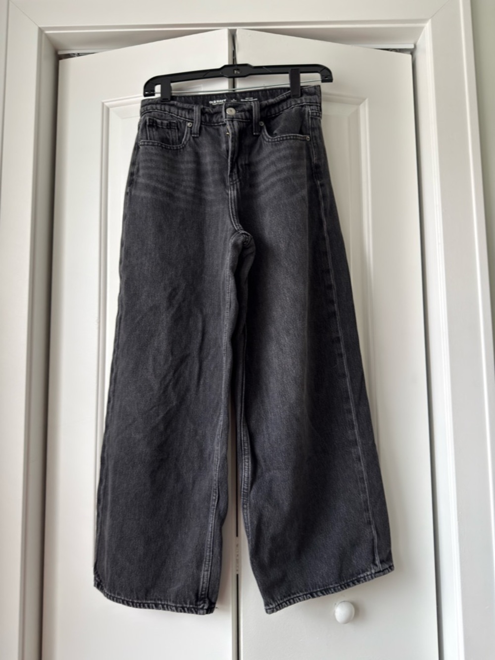 Old Navy Drapey Denim Black Wide Leg High-Rise Jeans